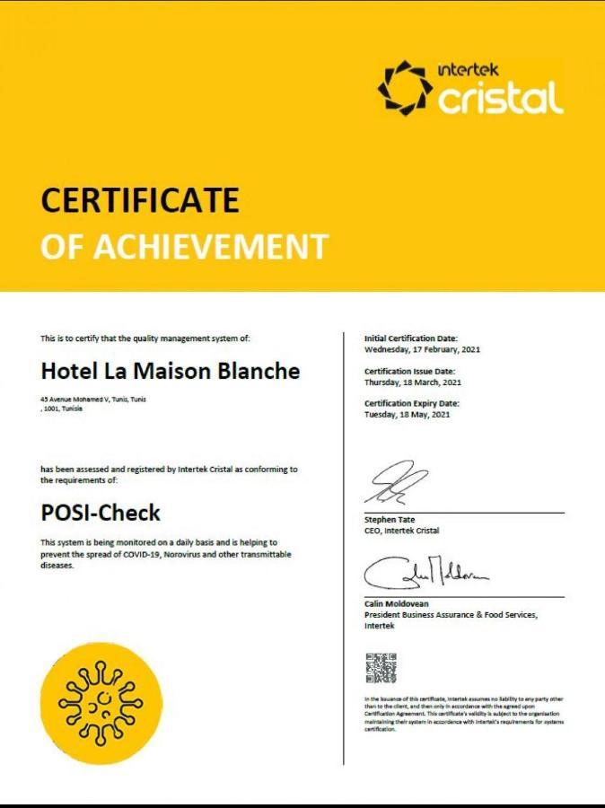 Hotel La Maison Blanche Tunis Buitenkant foto A certificate of achievement